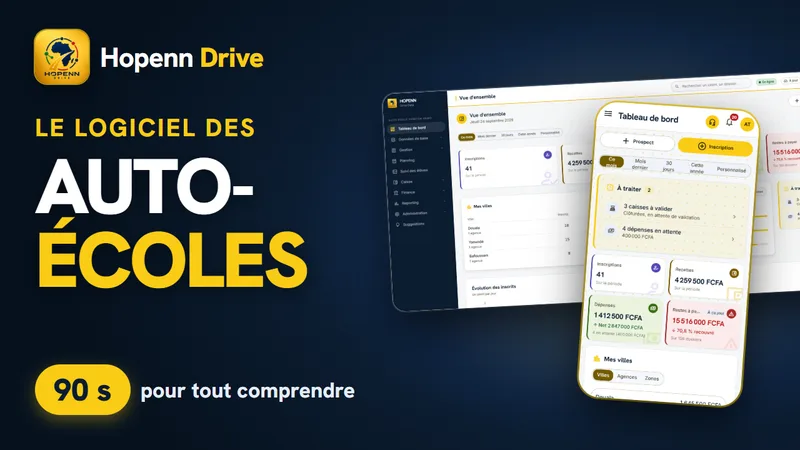 Hopenn Drive, le logiciel des auto-écoles : tableau de bord sur ordinateur et sur téléphone
